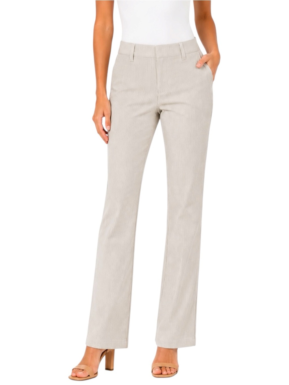 TOMMY HILFIGER Tan Pinstripe Straight Leg Pant US 10 Medium